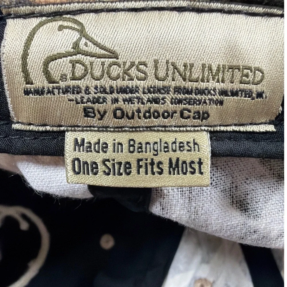 Ducks Unlimited Shadow Grass Blades Camo Baseball Strapback Hat Hunting Dad Cap